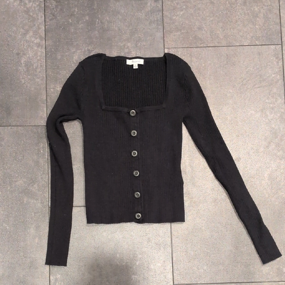 Madewell Ribbed Square Neck Cropped Sweater Size Xs